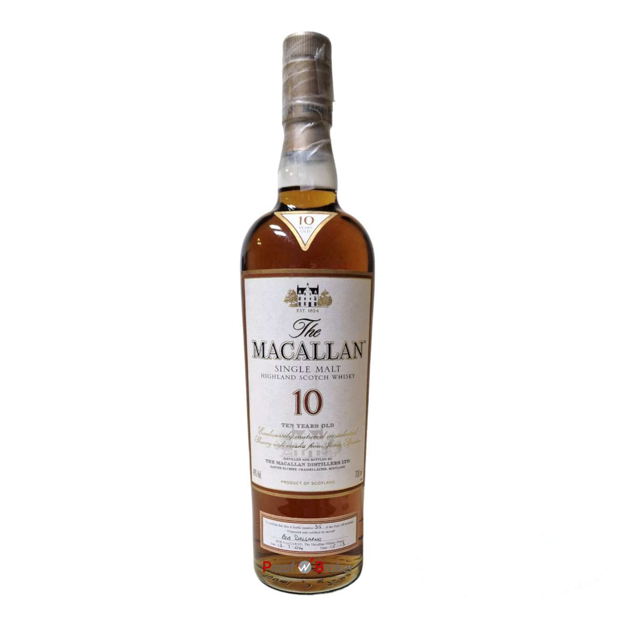 Macallan 10 Years Old Bob Dalgarno Hand Signed 0,7 L