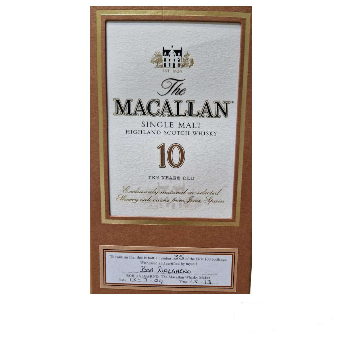 Macallan 10 Years Old Bob Dalgarno Hand Signed 0,7 L