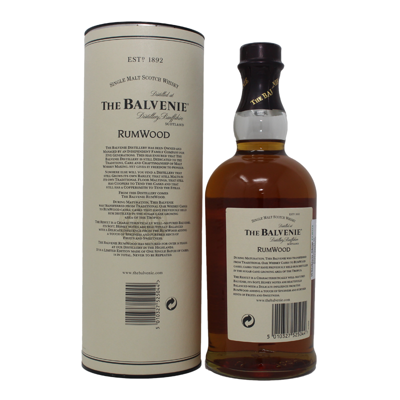 Balvenie 14 Years Rum Wood Finished Single Malt Scotch Whisky  0,7L